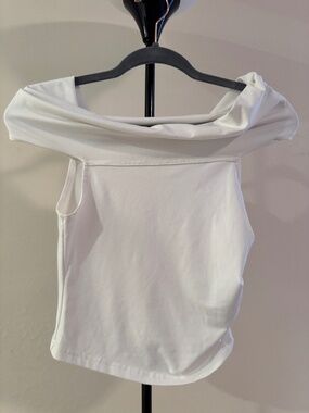 Dazy White Off-Shoulder Draped Crop Top